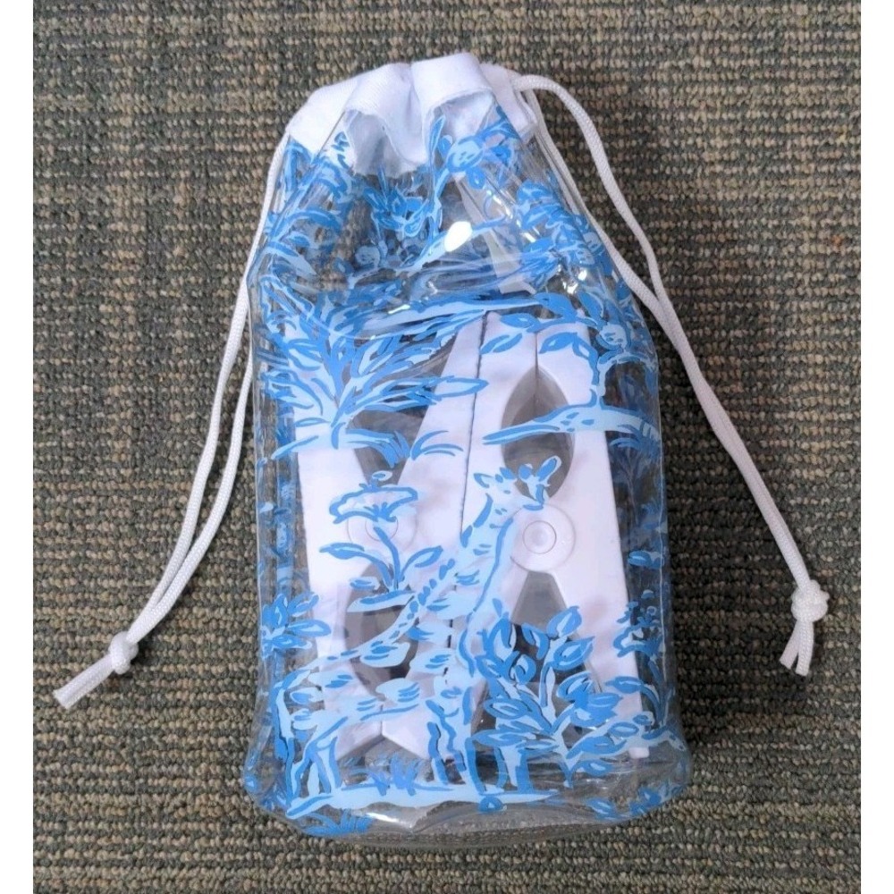Lilly Pulitzer Towel Clips Bag Set Resort White Blue Tall Tales Beach Accessory